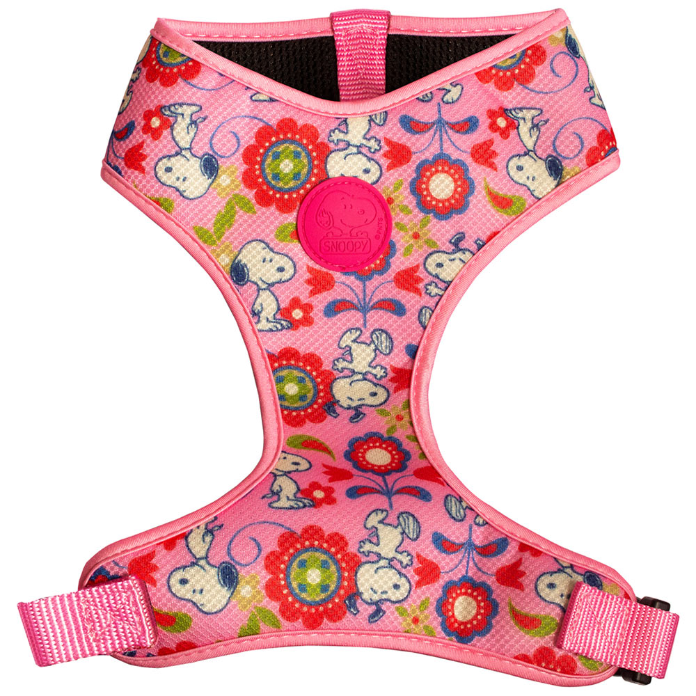 Snoopy Medium Pink Flower Mesh Dog Harness Image 1