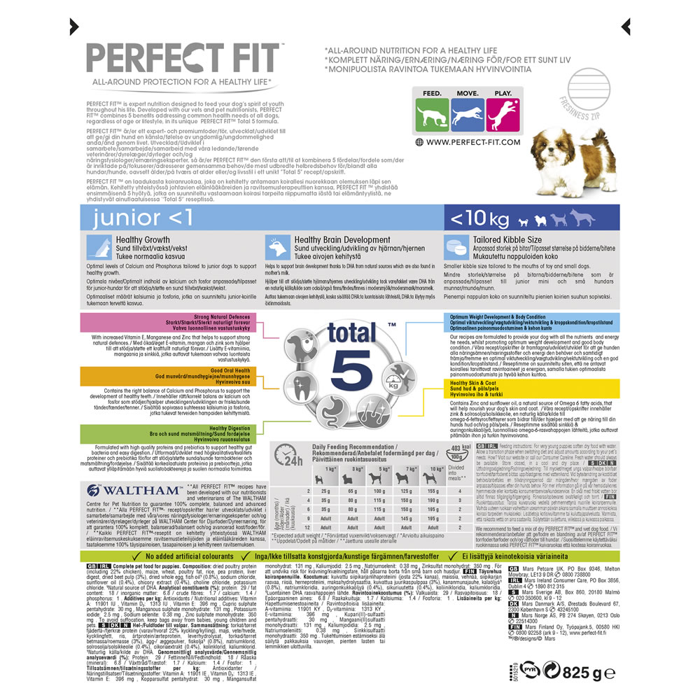 Perfect Fit Junior <1 Chicken Flavour Complete Dry  Dog Food 825g Image 2