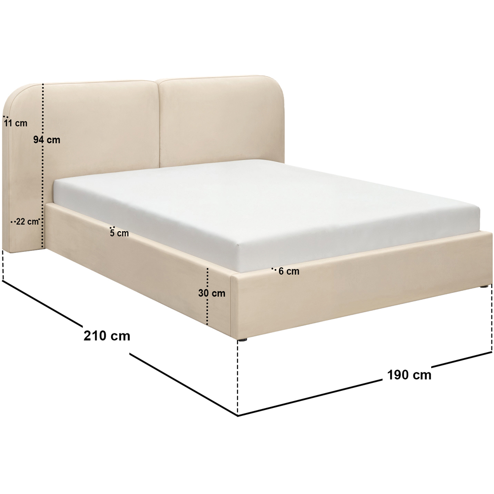 Solace+Co Lena Double Beige Velvet Ottoman Bed Image 6