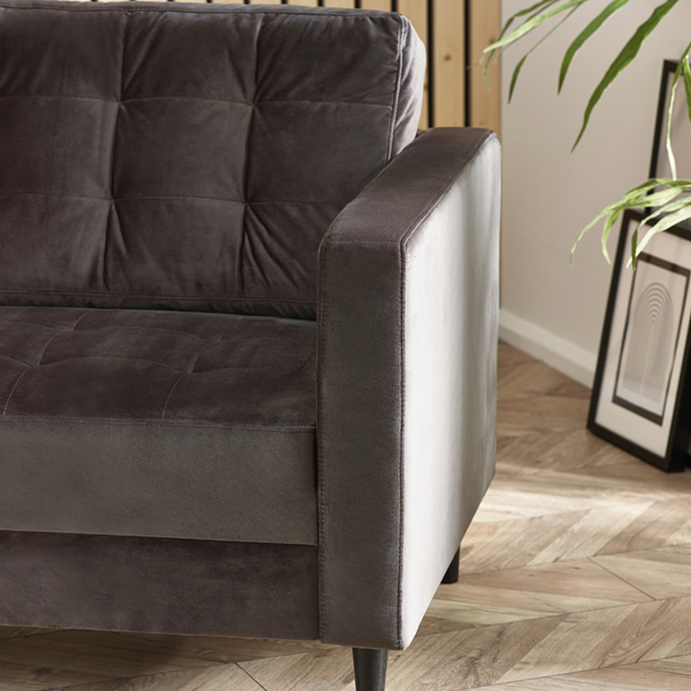 Furniturebox Josie 3 Seater Dark Grey Velvet Sofa Image 2