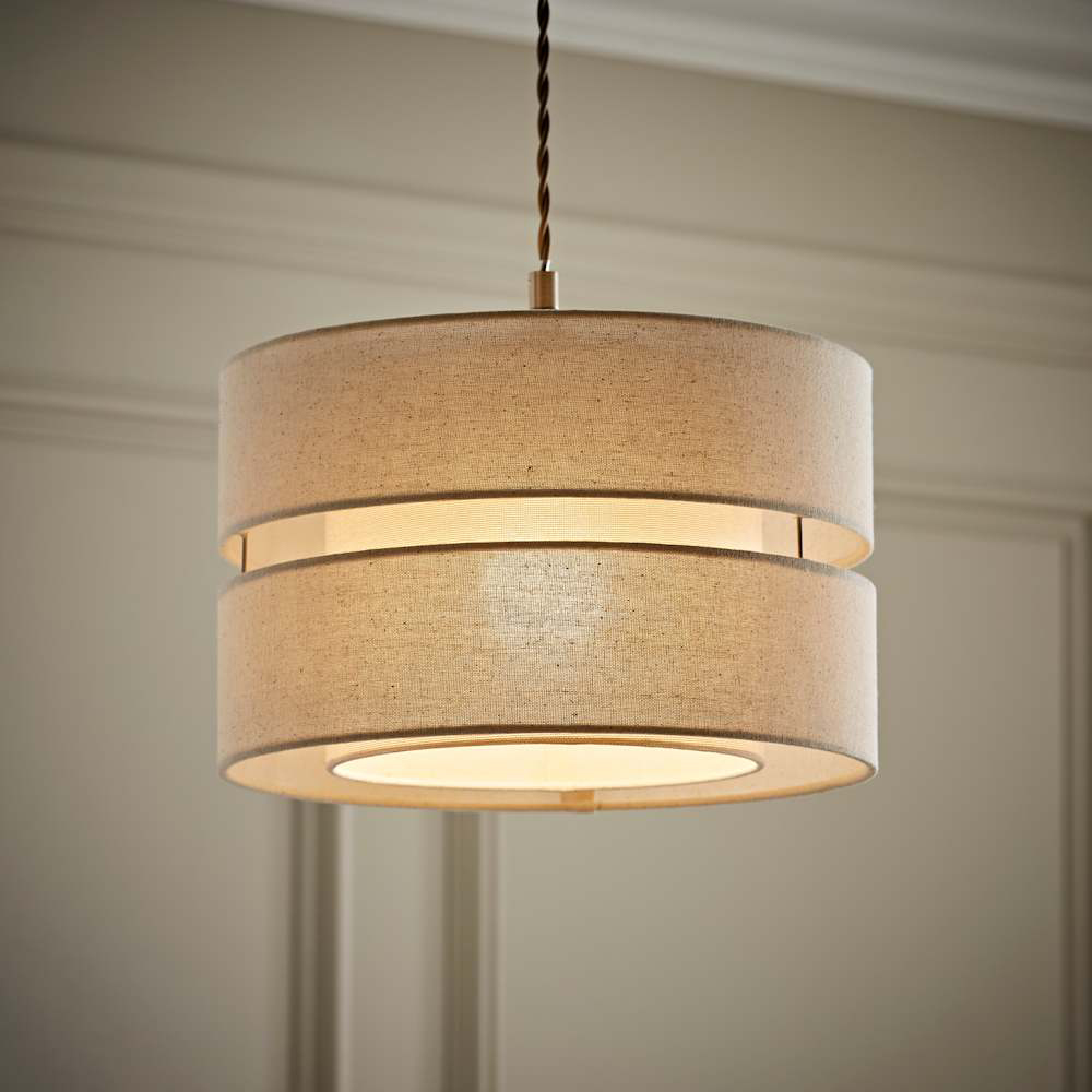 ValueLights Sophia 2 Tier Natural Linen Ceiling Drum Lamp Shade Image 3