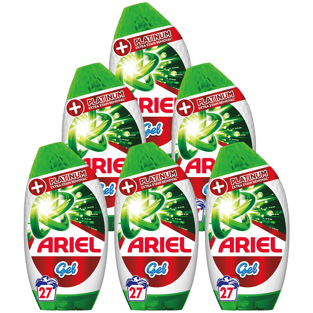 Ariel Platinum Washing Liquid Laundry Detergent Gel 27 Washes (Case of 6 x 945ml) Image
