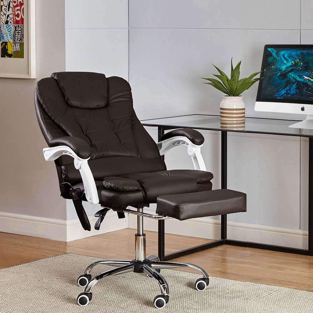 Neo Brown Faux Leather Swivel Massage Office Chair Image 5