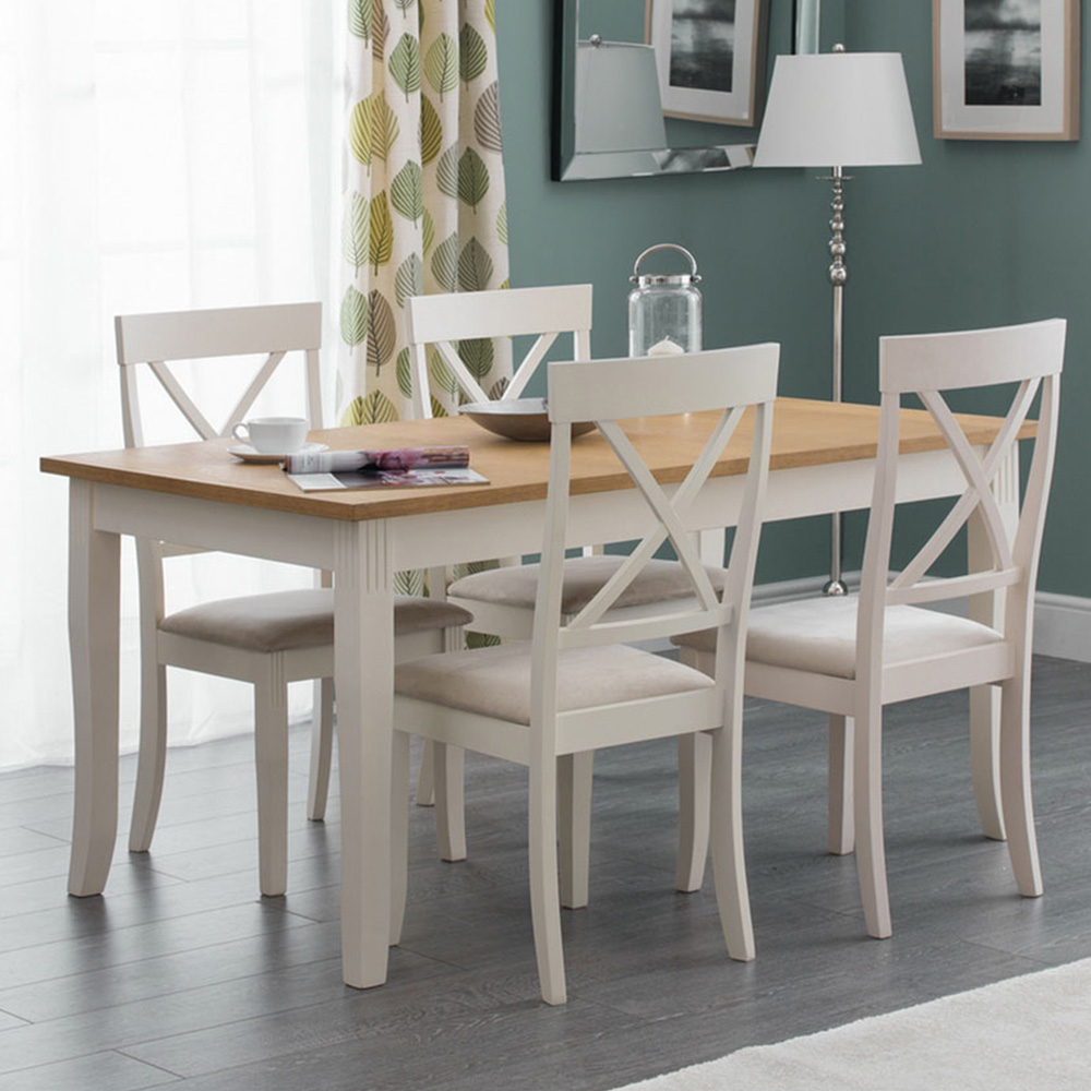 Julian Bowen Davenport 4 Seater Dining Table Oak and White Image 1