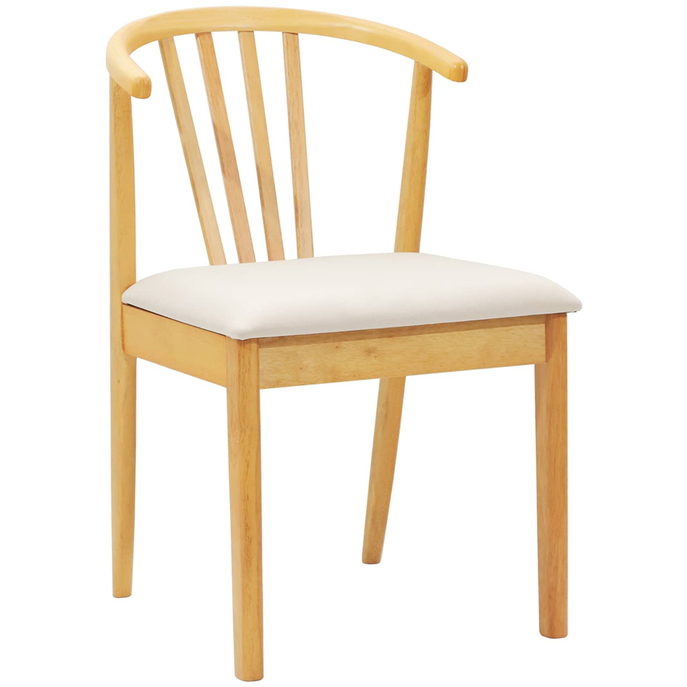 vidaXL Set of 2 Natural Rubberwood Vintage Dining Chairs Image 4