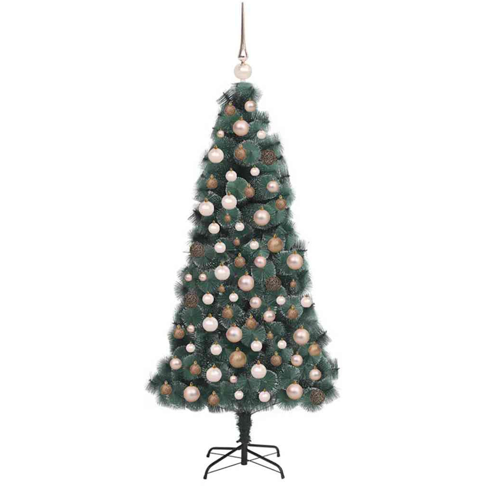 vidaXL Pre-Lit Rose Gold Baubles Green Artificial Christmas Tree 5ft Image 3