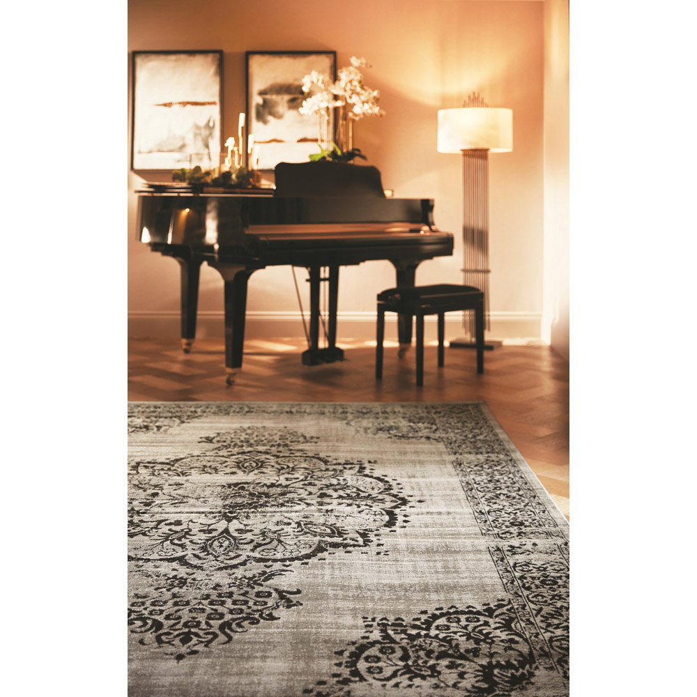 Origins Saville Grey and Black Rug 80 x 150cm Wilko
