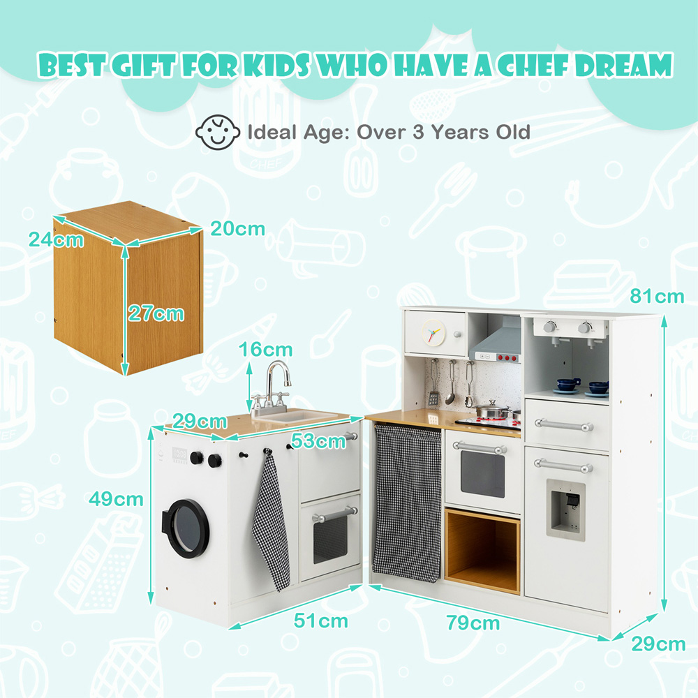 Costway Kids Pretend Play Set with Stool and Sounds Light 2 Piece Image 7