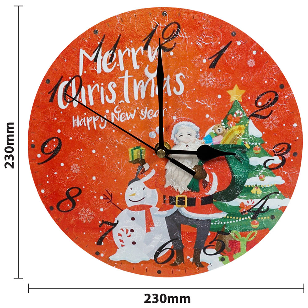 Xmas Haus Christmas Santa and Snowman Wall Clock 23cm Image 5