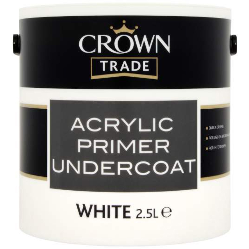Crown Trade White Acrylic Undercoat Primer 2.5L Image