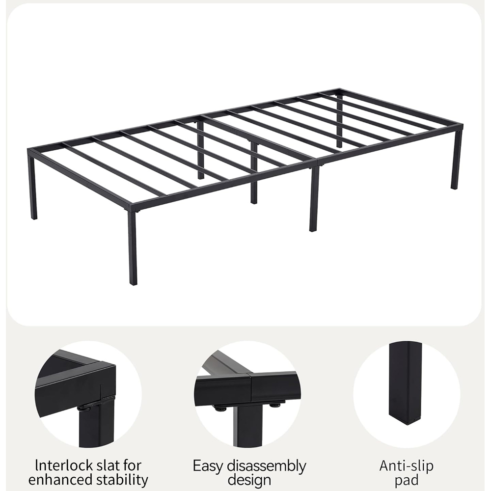 Brooklyn Florence Single Black Metal Bed Frame Image 4