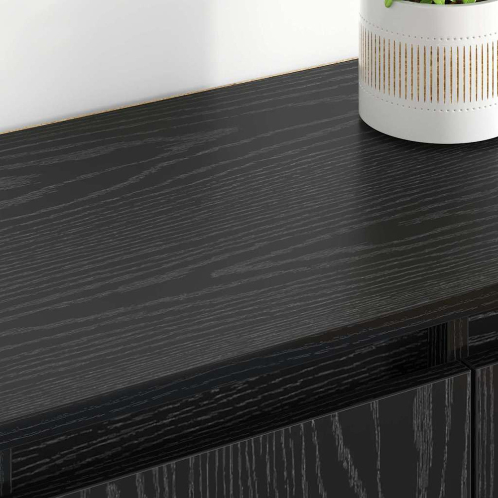 vidaXL 4 Door Black Oak Sideboard Set of 2 Image 4