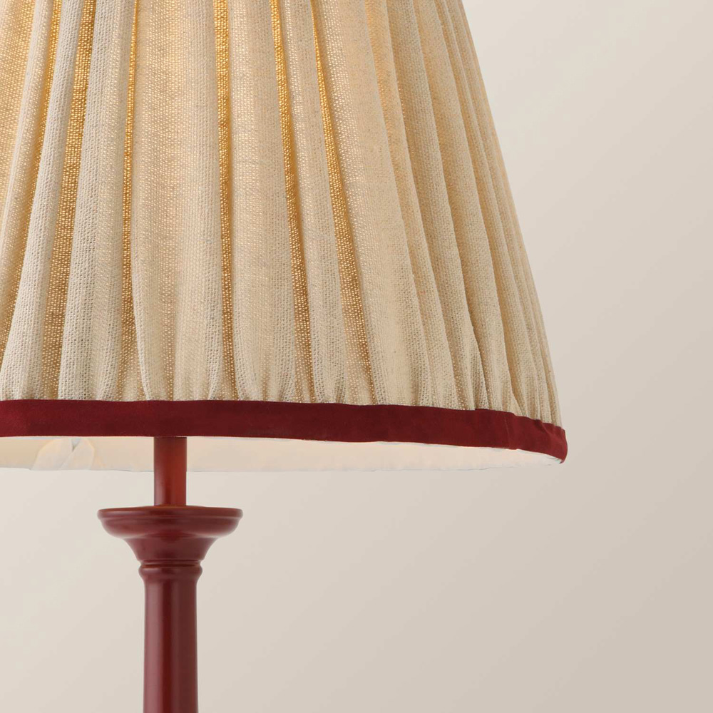 ValueLights Clara Linen Pleated Shade Burgundy Candlestick Table Lamp with Bulb Image 3