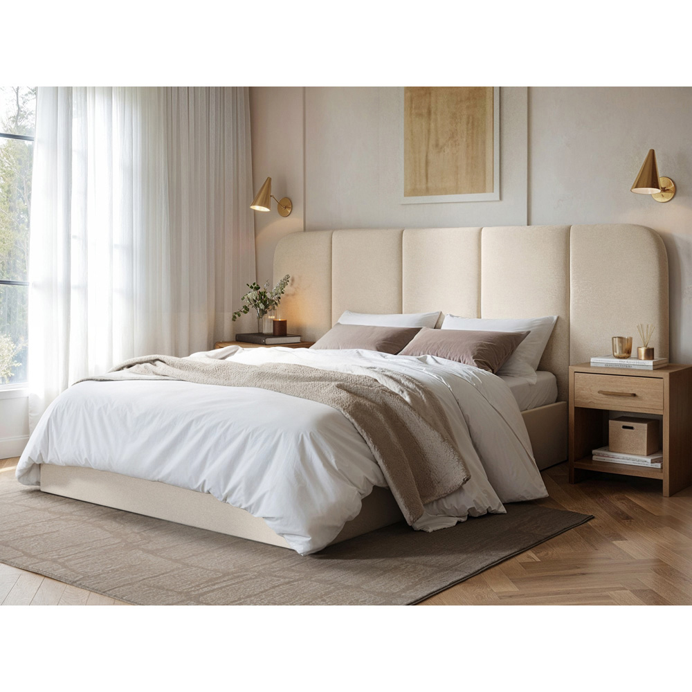 Solace+Co Sienna Double Cream Velvet Ottoman Storage Bed Image 7