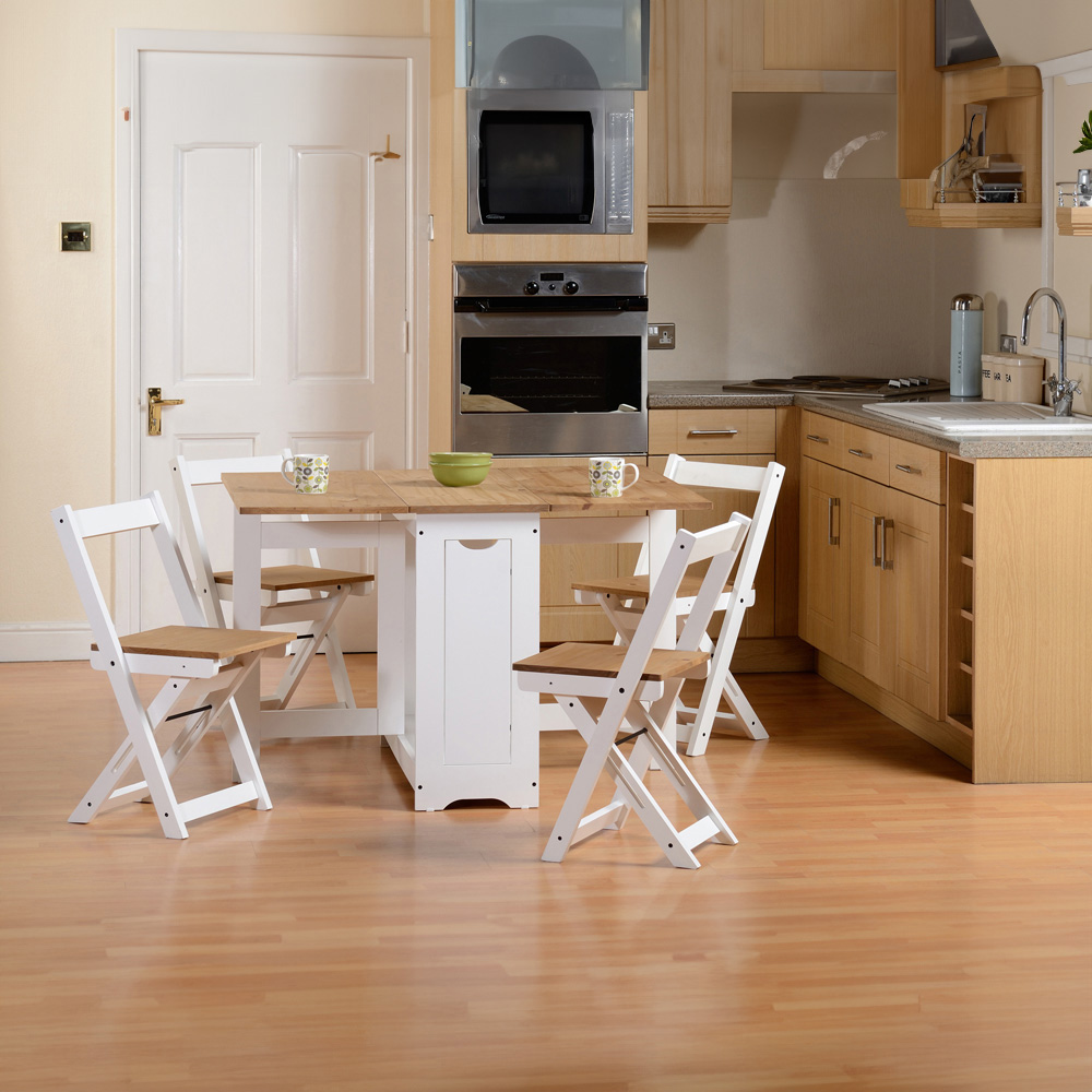 Seconique Santos 4 Seater Butterfly Dining Set White Distressed Waxed Pine Image 7