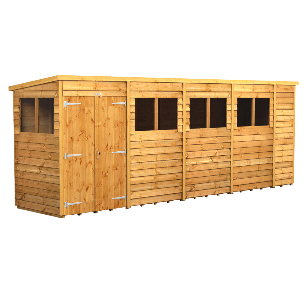 Power 18 x 4ft Double Door Overlap Pent Shed Image 1