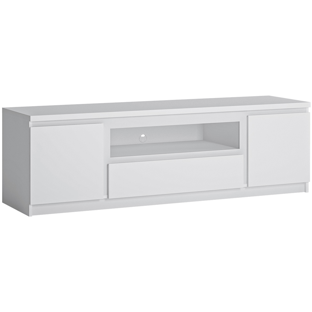 Florence Fribo 2 Door Single Drawer White Wide TV Cabinet Image 2