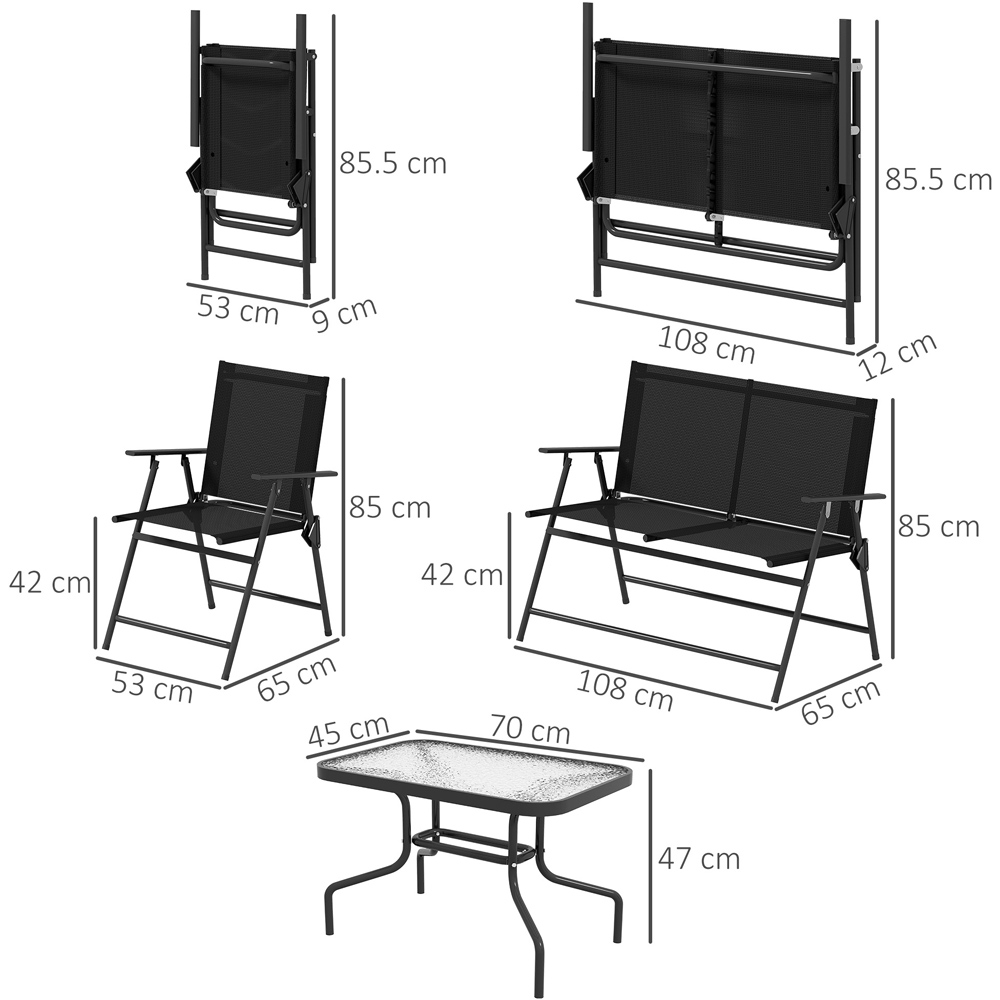 Outsunny 4 Seater Black Patio Furniture Set Image 9