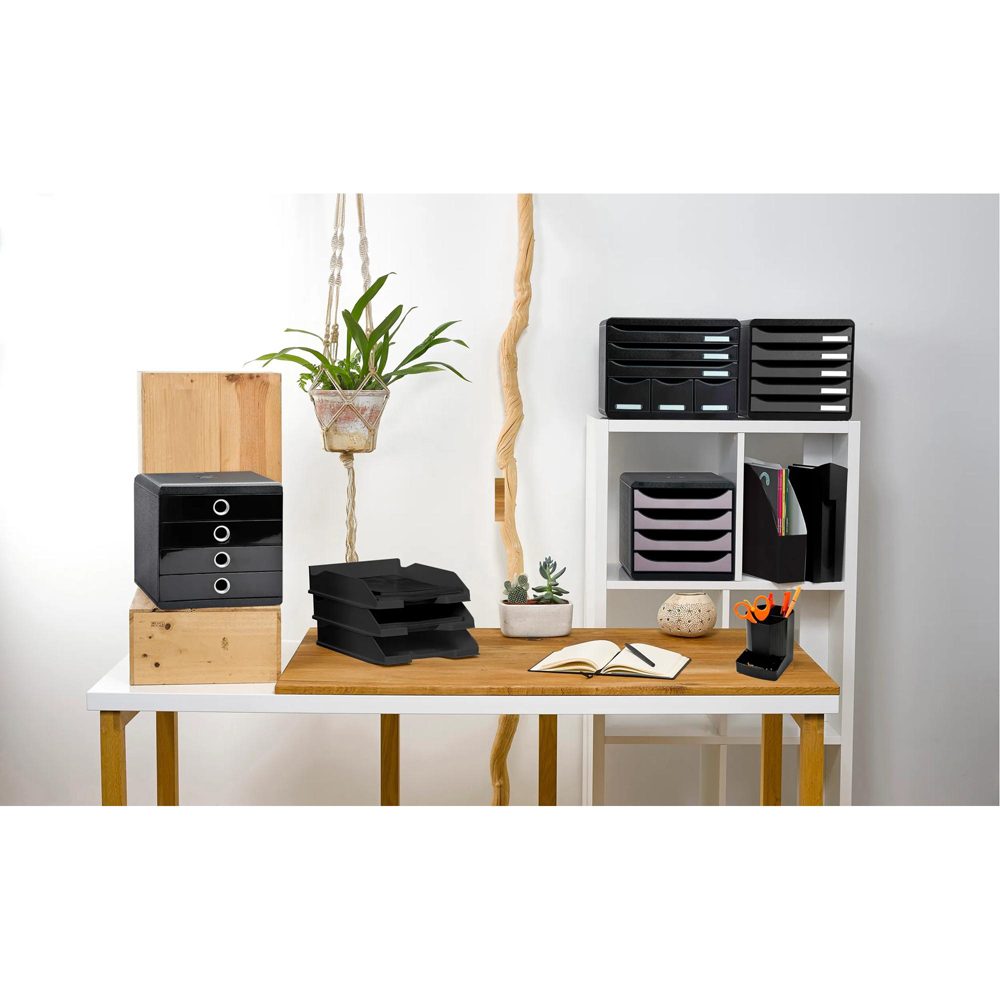 Exacompta EcoBlack A4 Black Recycled Letter Tray 6 Pack Image 2