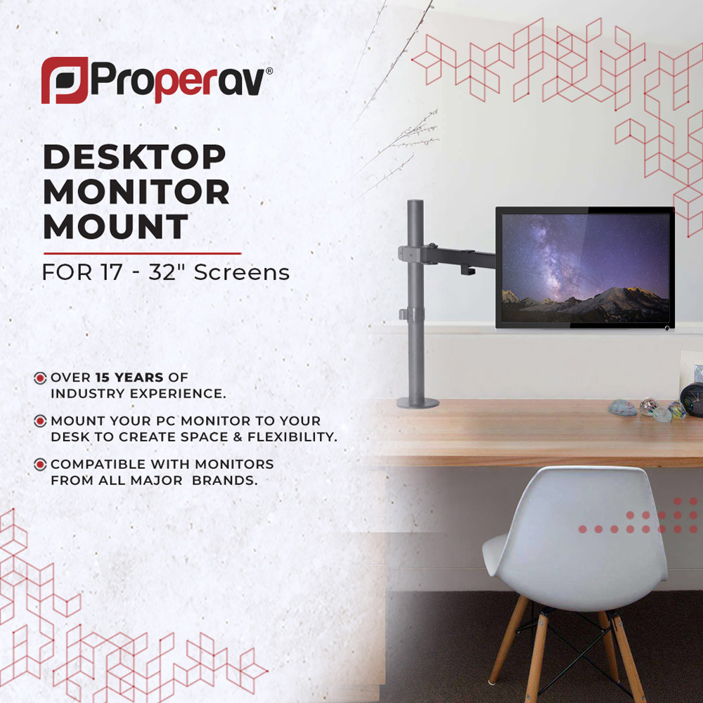 ProperAV 19 to 32 Inches Swing Arm Full Motion Desk Top Monitor Mount Image 5