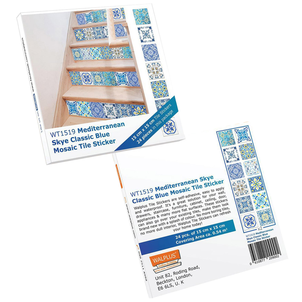 Walplus Mediterranean Sky Classic Blue Mosaic Tile Sticker 24 Pack Image 5