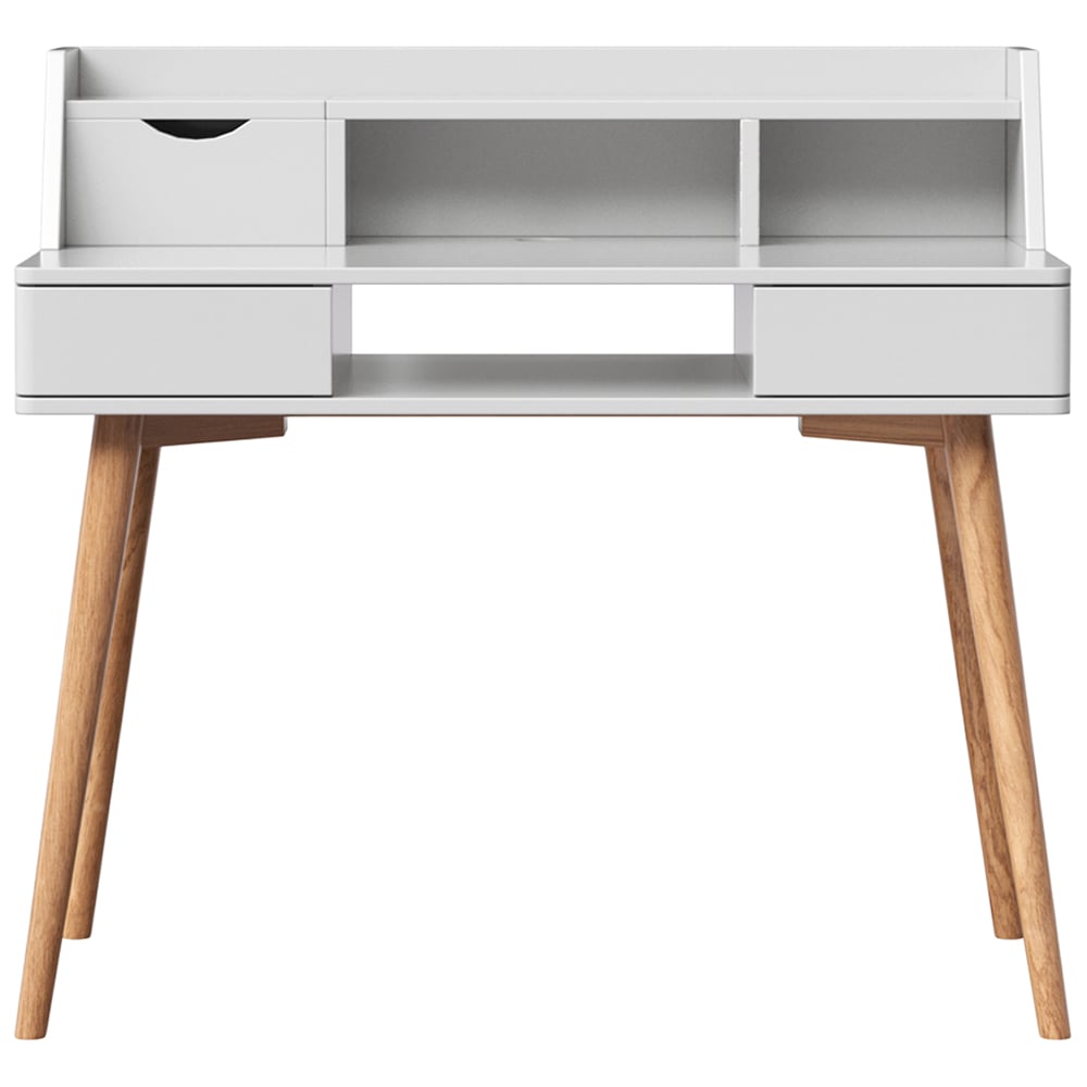 Teamson Home Single Door 2 Drawer 4 Shelf White and Natural Creative Wooden Desk Image 2