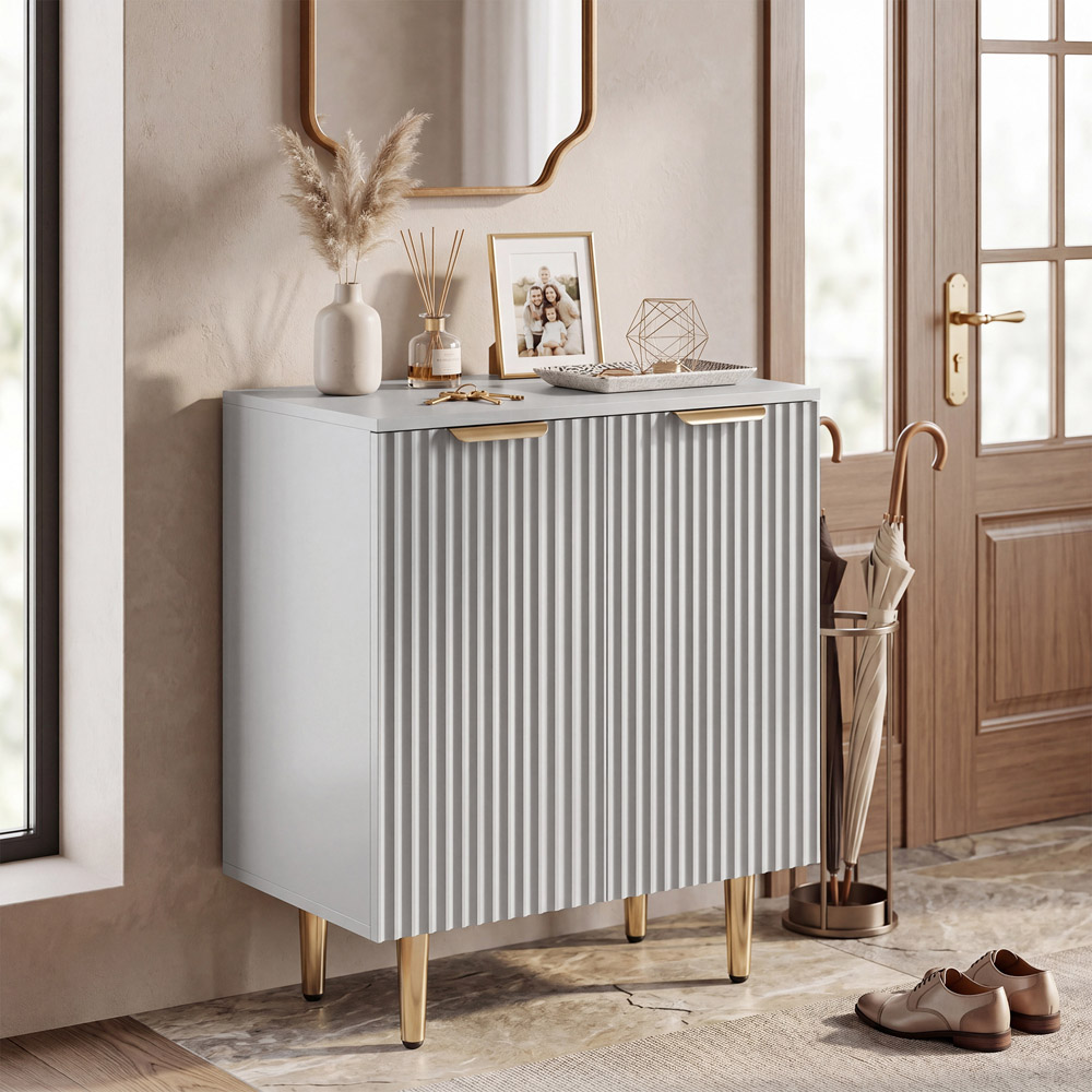 HOMCOM 2 Door Grey Sideboard Cabinet with Adjustable Shelf Image 3