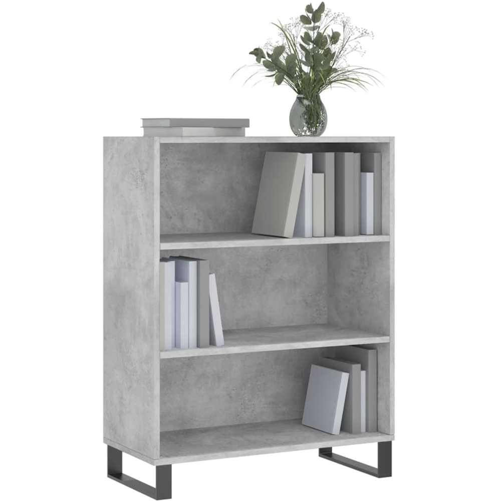 vidaXL 3 Open Shelf Concrete Grey Shelf Cabinet with Metal Legs Image 3