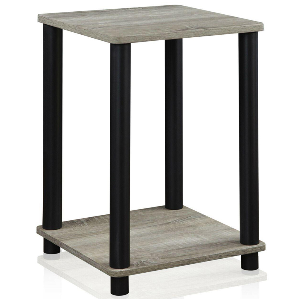 Walplus Single Shelf French Oak Grey and Black Turn-N-Tube Haydn End Table Image 2