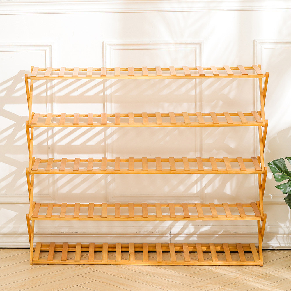 Living And Home 5-Tier Bamboo Flower Stand Rack Holder Multifunctional Storage Image 5