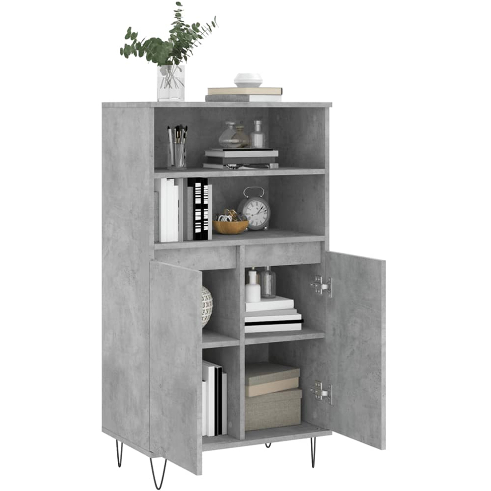 vidaXL 2 Door 2 Shelf Concrete Grey Highboard with Metal Legs Image 4