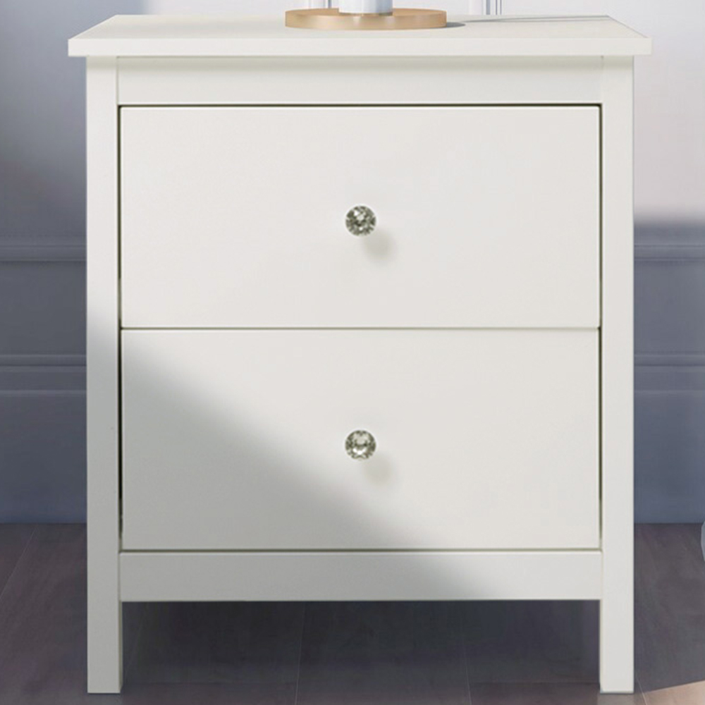 Living and Home White 2 Drawers Wooden Storage Cabinet Image 1