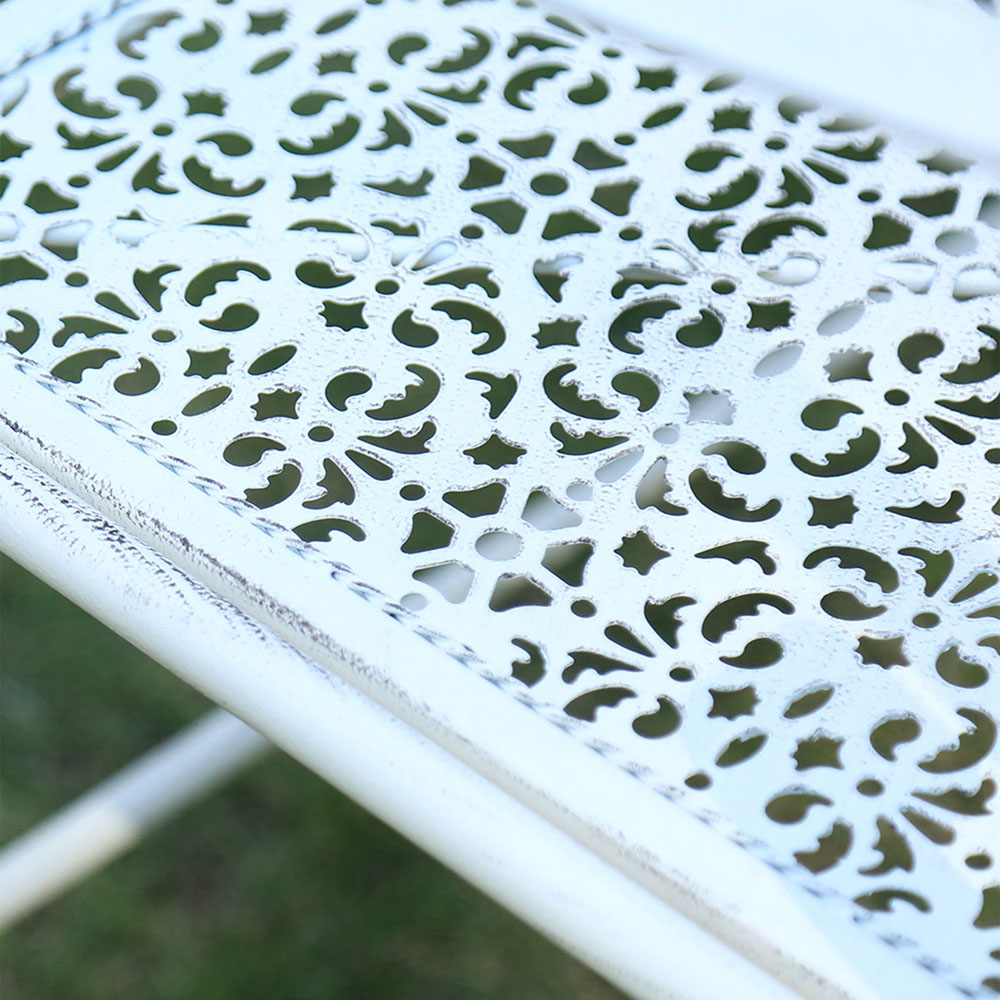 GlamHaus Andalusia Antique White Garden Bench Image 4