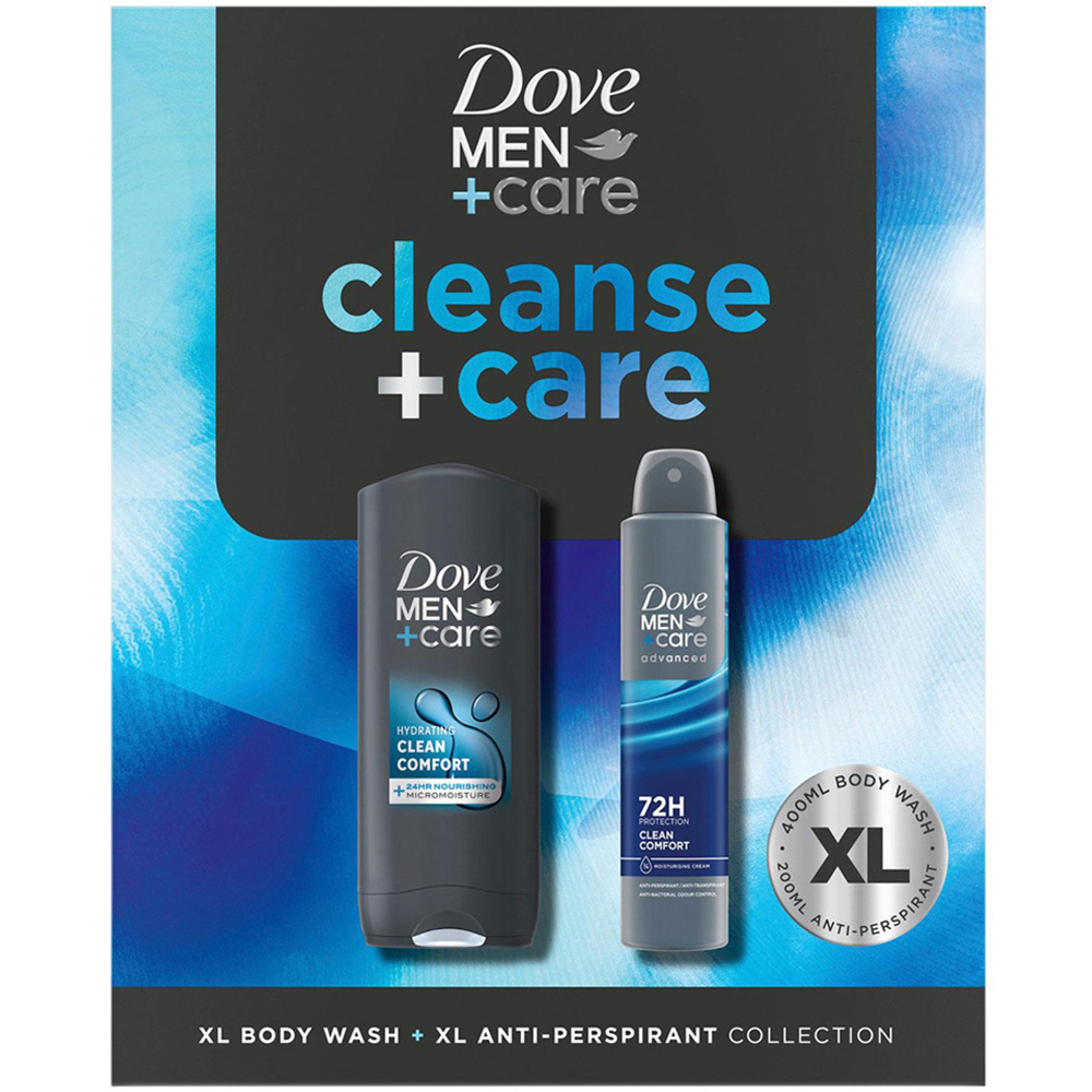 Dove Men+Care Cleanse and Care Bodywash and Bodyspray XL Duo Gift Set Image 1