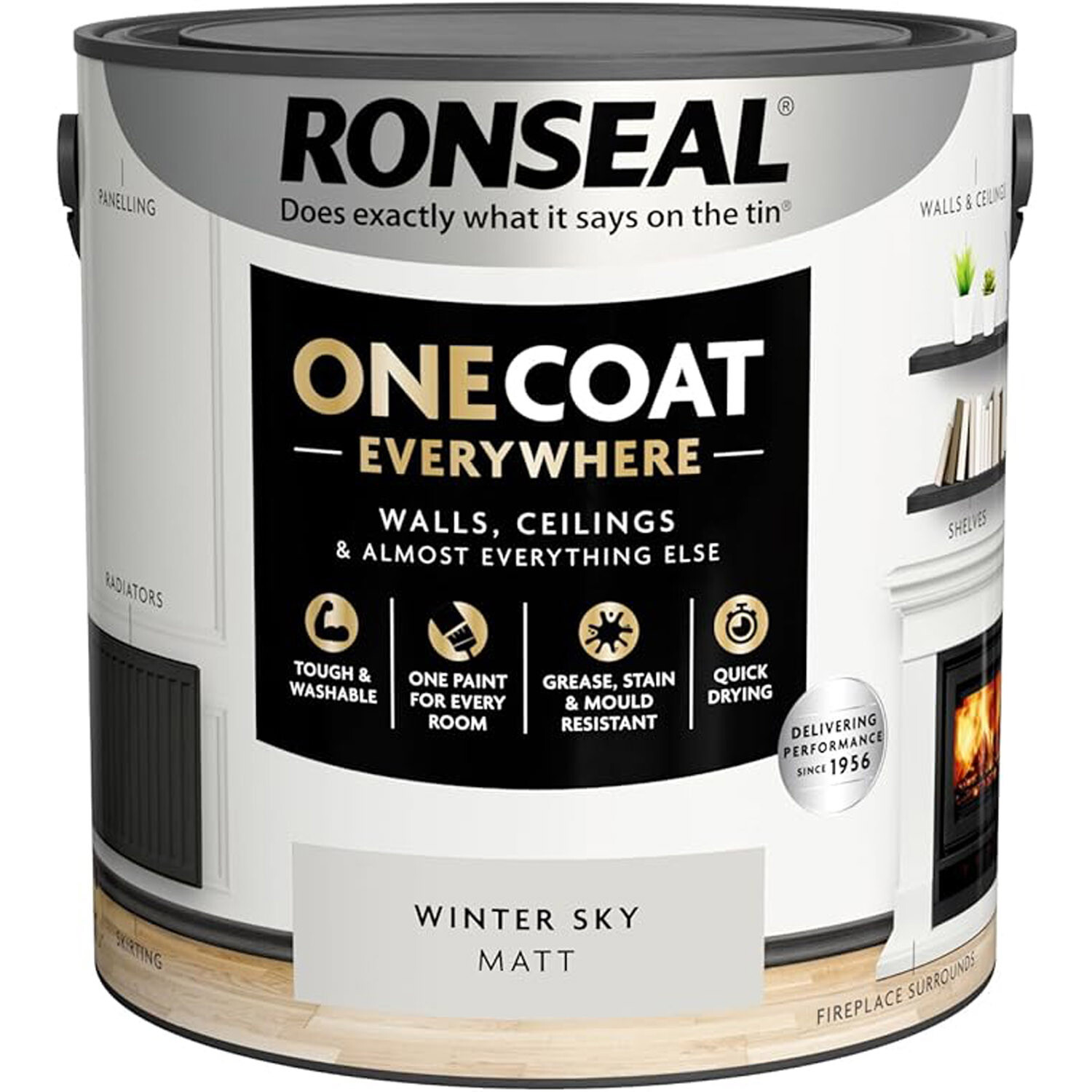 Ronseal One Coat Everywhere Interior Paint Winter Sky 2.5l Image 2