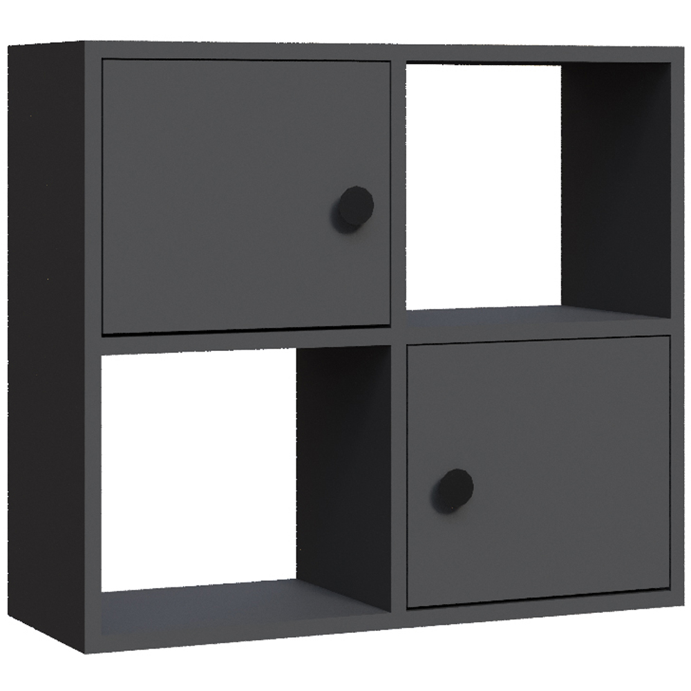 Decorotika Tuttle 2 Door 2 Open Shelf Anthracite Bookcase Image 2