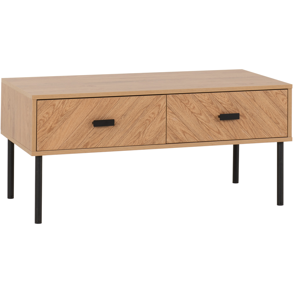 Seconique Leon 2 Drawer Medium Oak Effect Coffee Table Image 2