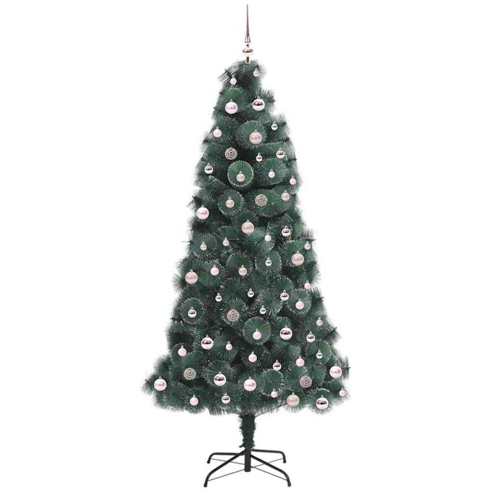 vidaXL Pre-Lit Pink Baubles Green Artificial Christmas Tree 8ft Image 4