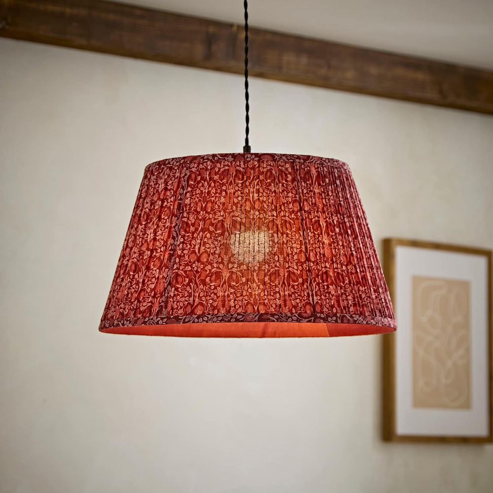 ValueLights Abel Burgundy Floral Pleated Tapered Ceiling Lamp Shade 45cm Image 6