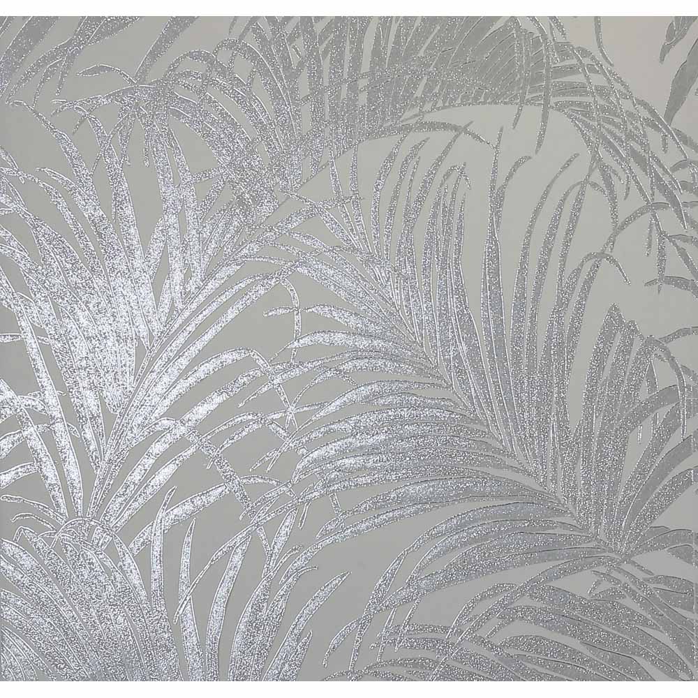 Arthouse Palm Silver Grey Wallpaper Paper  - wilko
