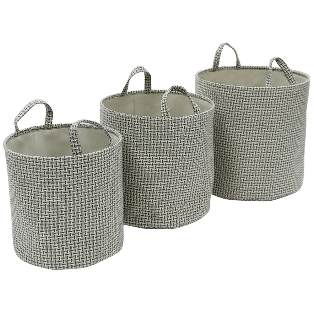 JVL Silva Set of 3 Round Fabric Storage Baskets Image 3