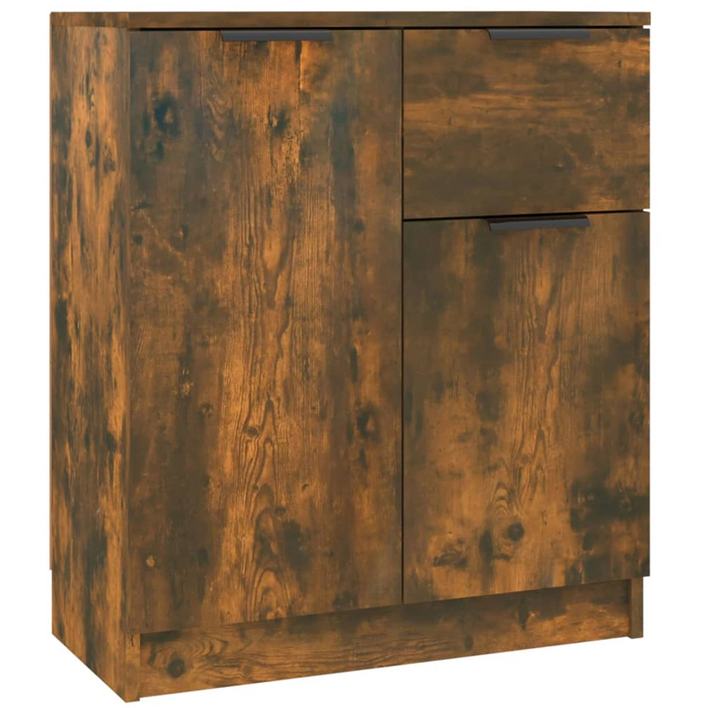 vidaXL 2 Door Single Drawer Smoked Oak Sideboard Set of 2 Image 6