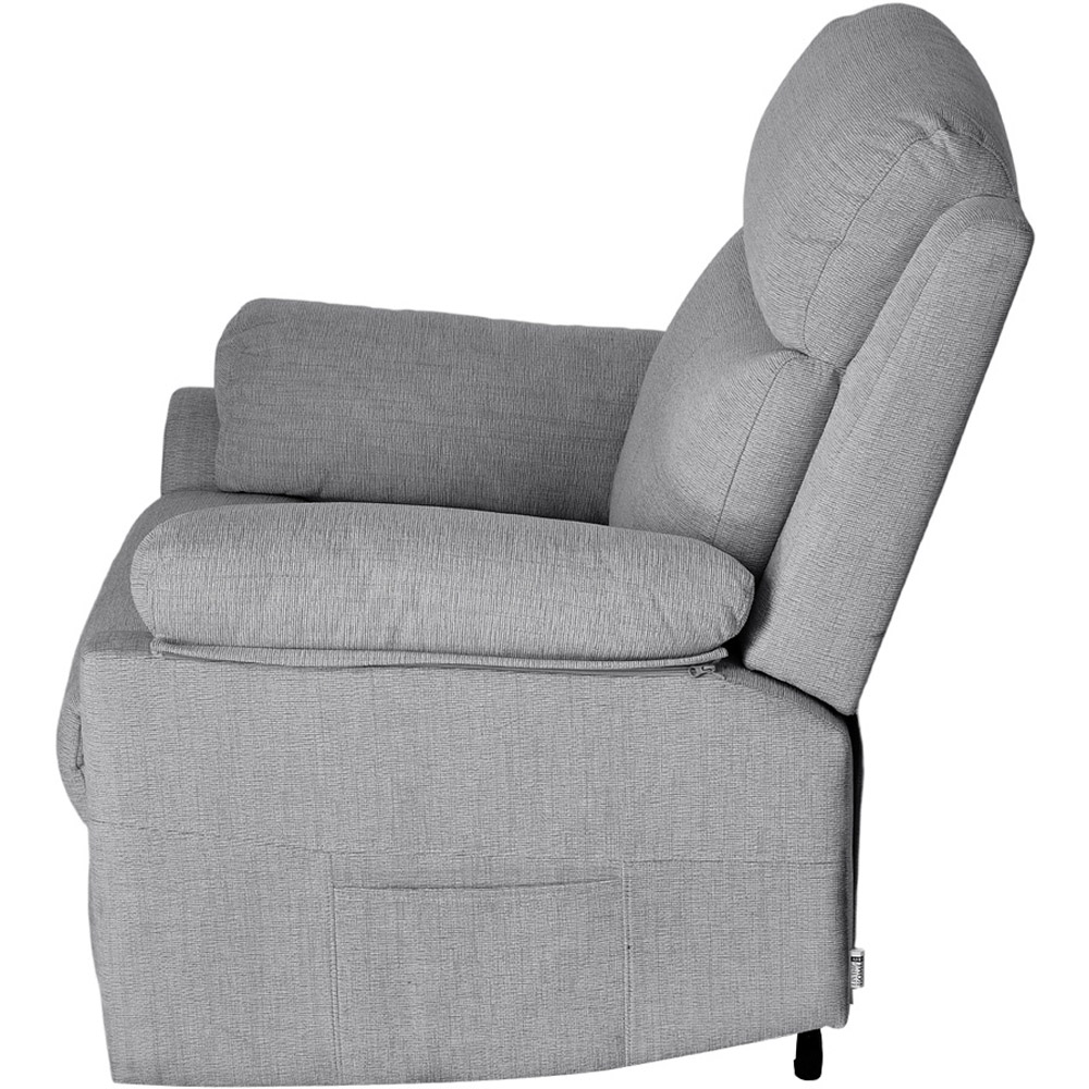Living and Home Grey Chenille Push Back Recliner Armchair with Footrest Image 3