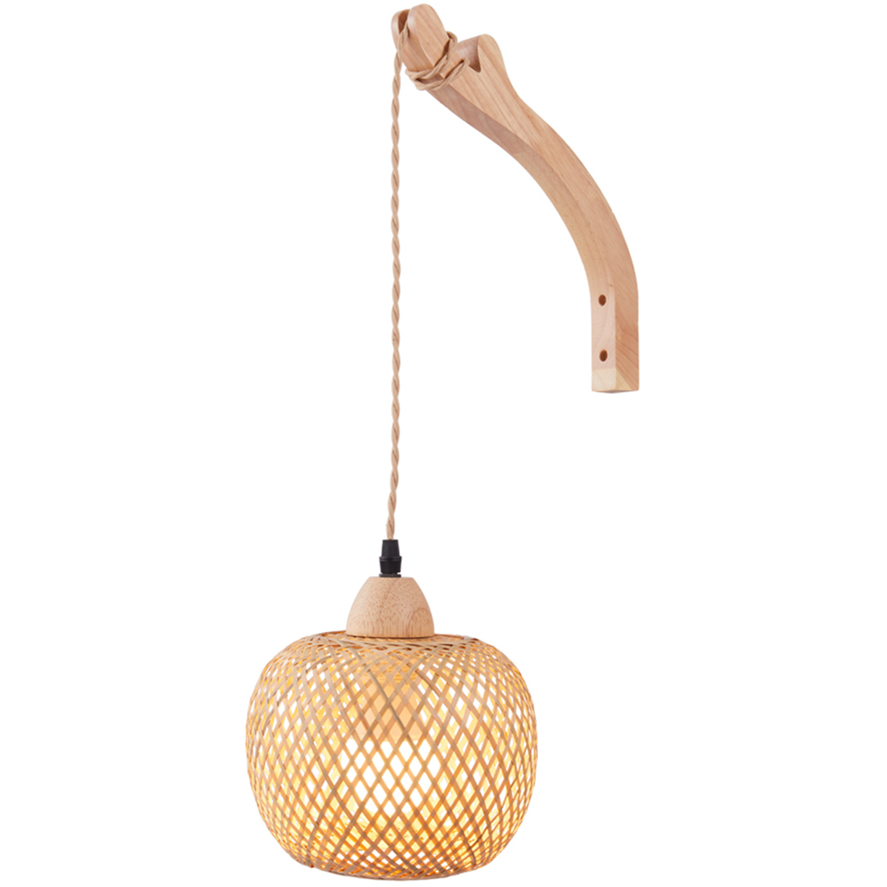 Living and Home Bamboo Lantern E27 Plug-In Wall Light Image 3