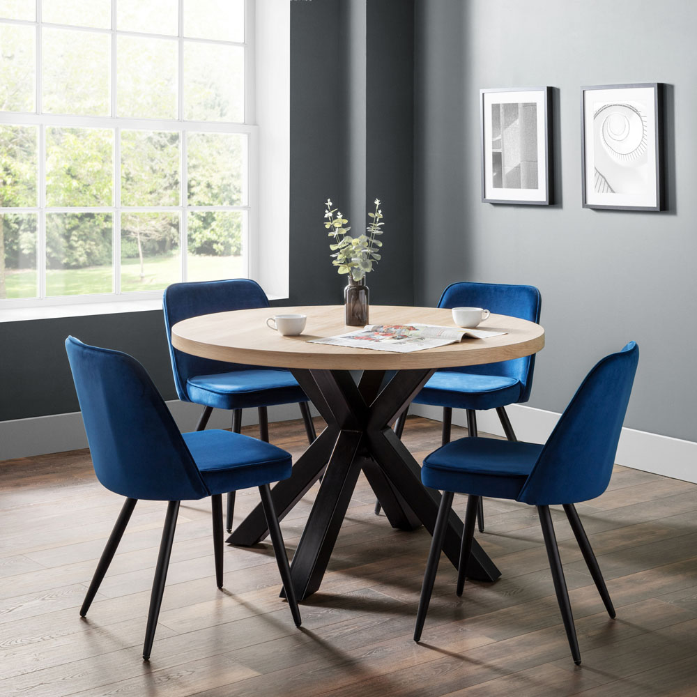 Julian Bowen Burgess Set of 2 Blue Dining Chair Image 8