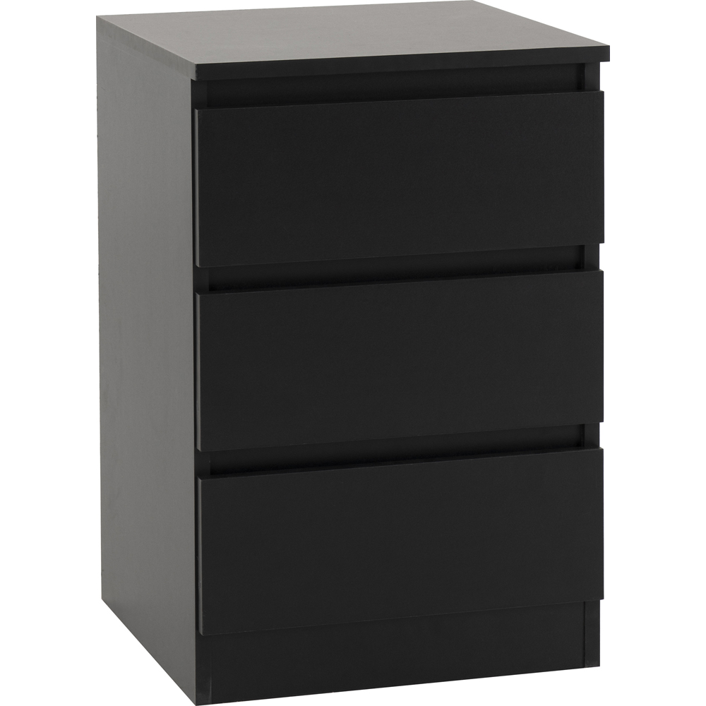 Seconique Malvern 3 Drawer Black Bedside Table Set of 2 Image 3