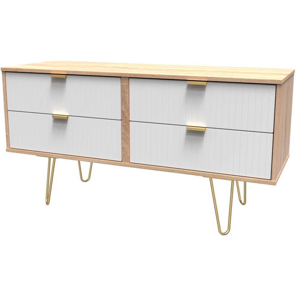 Crowndale 4 Drawer White Matt and Bardolino Oak Chest of Drawers Ready Assembled Image 2