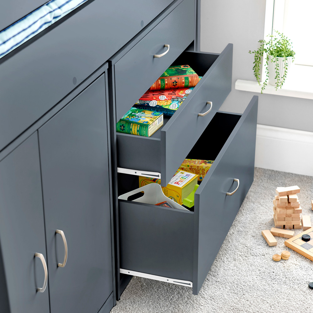 Bedmaster Lacy Grey Storage Mid Sleeper with Memory Foam Mattress Image 5