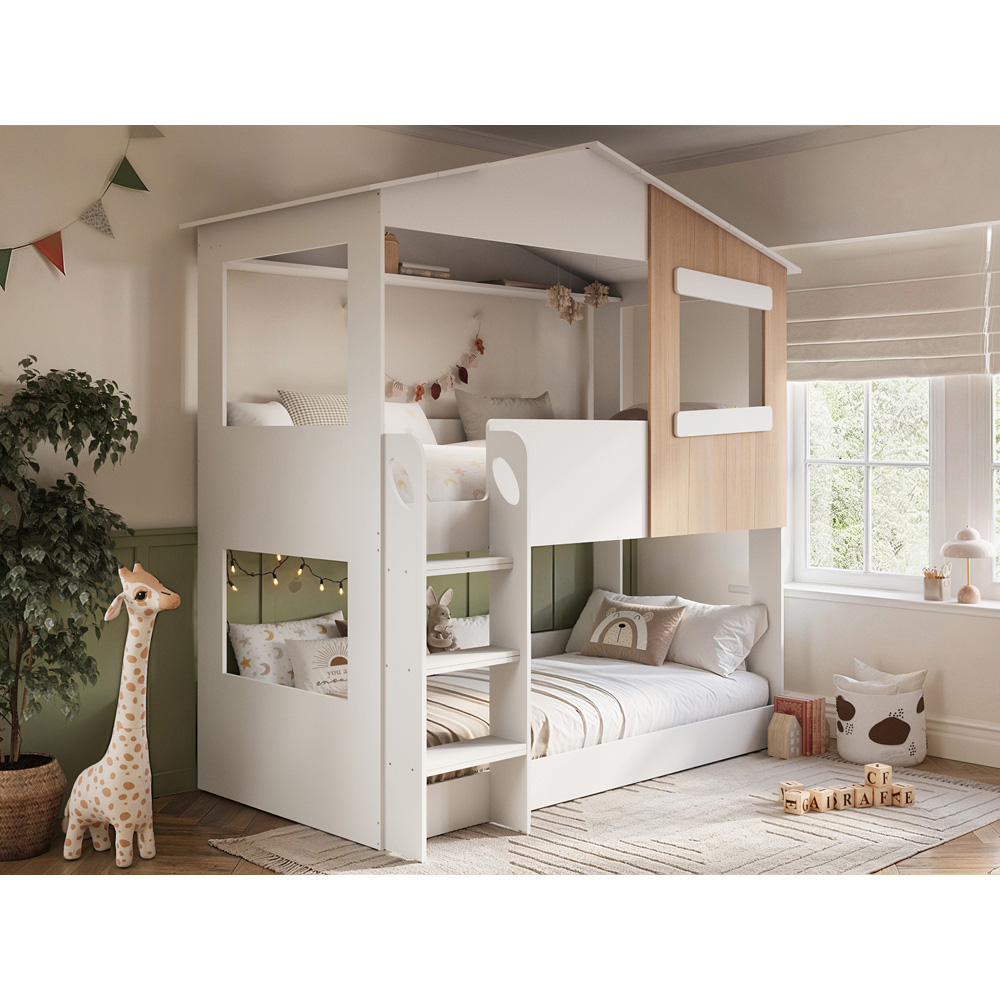 Flair Dreamland White and Oak House Bunk Bed Image 4