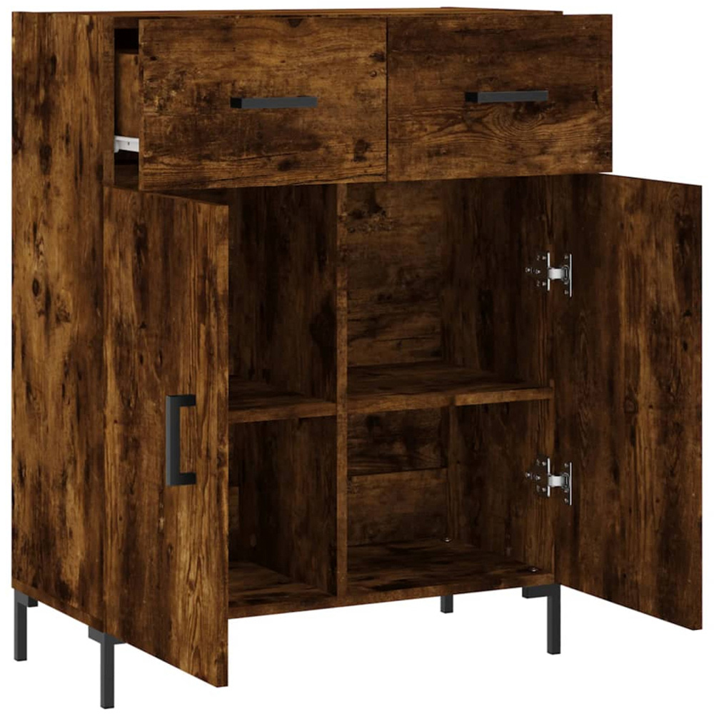 vidaXL 2 Door 2 Drawer Dark Brown Sideboard with Metal Legs Image 5